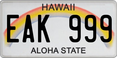 HI license plate EAK999