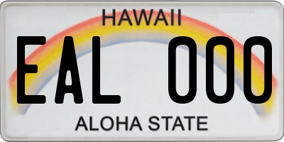 HI license plate EAL000