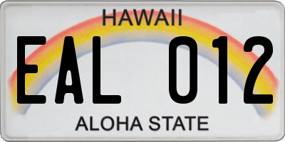 HI license plate EAL012