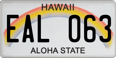 HI license plate EAL063