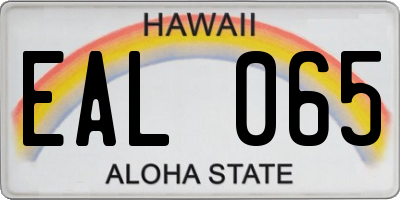 HI license plate EAL065