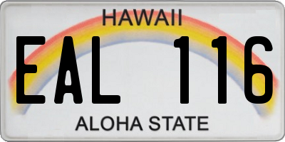 HI license plate EAL116