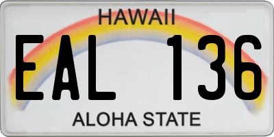 HI license plate EAL136