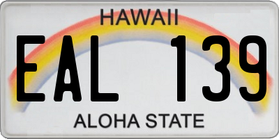 HI license plate EAL139