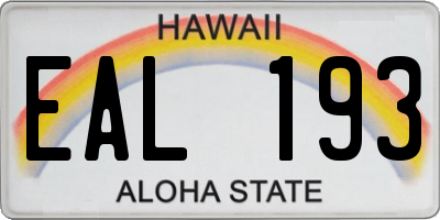 HI license plate EAL193