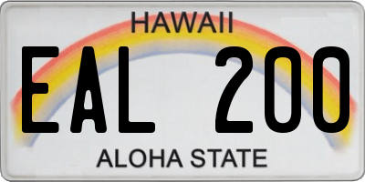 HI license plate EAL200