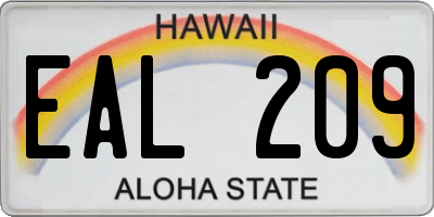 HI license plate EAL209