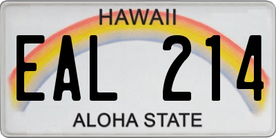 HI license plate EAL214