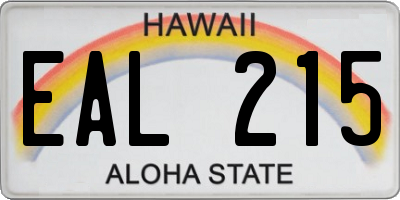 HI license plate EAL215