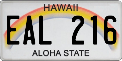 HI license plate EAL216