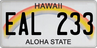 HI license plate EAL233