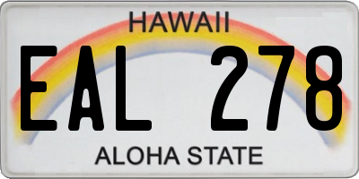 HI license plate EAL278