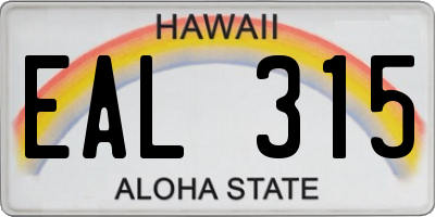 HI license plate EAL315