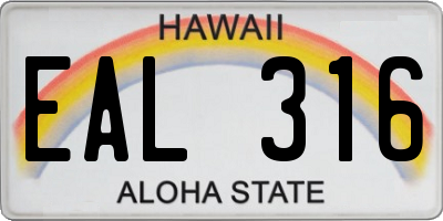 HI license plate EAL316