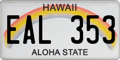 HI license plate EAL353