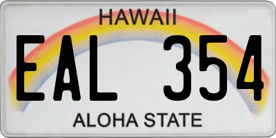 HI license plate EAL354