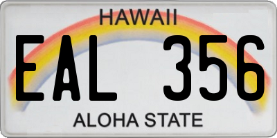 HI license plate EAL356