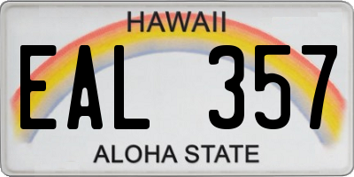 HI license plate EAL357