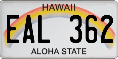 HI license plate EAL362