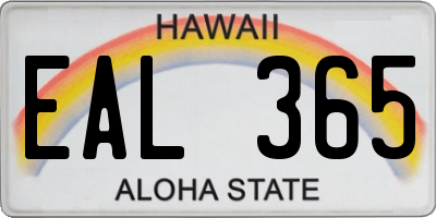 HI license plate EAL365