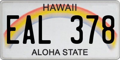 HI license plate EAL378