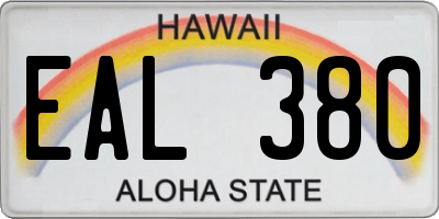 HI license plate EAL380