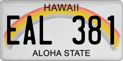 HI license plate EAL381