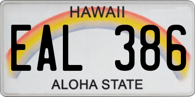 HI license plate EAL386