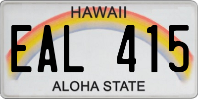 HI license plate EAL415