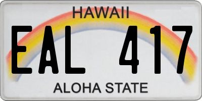 HI license plate EAL417