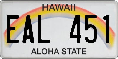 HI license plate EAL451