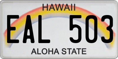 HI license plate EAL503