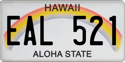 HI license plate EAL521