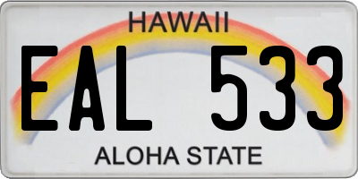 HI license plate EAL533