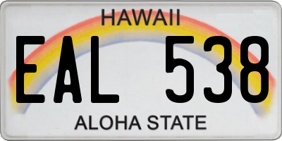 HI license plate EAL538