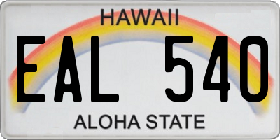 HI license plate EAL540