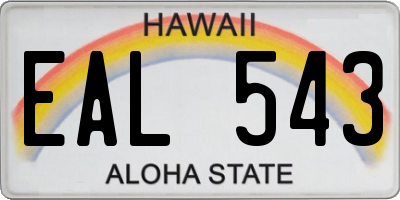 HI license plate EAL543