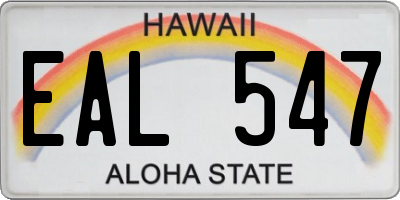 HI license plate EAL547