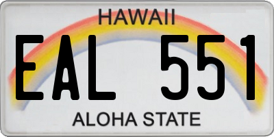 HI license plate EAL551