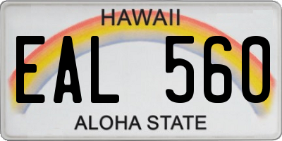 HI license plate EAL560