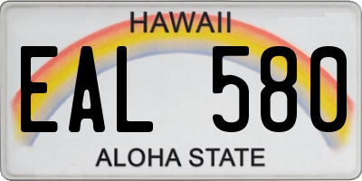 HI license plate EAL580