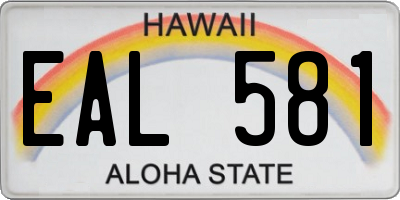 HI license plate EAL581