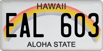 HI license plate EAL603