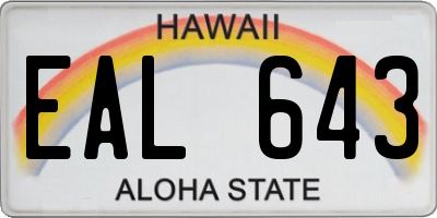 HI license plate EAL643