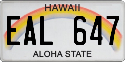 HI license plate EAL647