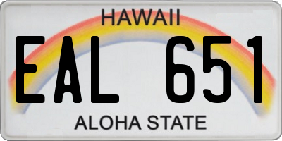 HI license plate EAL651