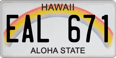 HI license plate EAL671