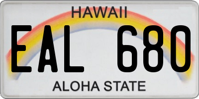 HI license plate EAL680