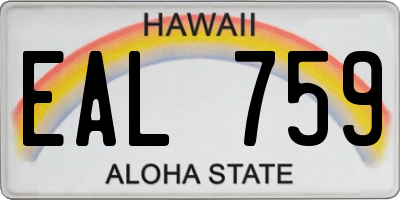 HI license plate EAL759