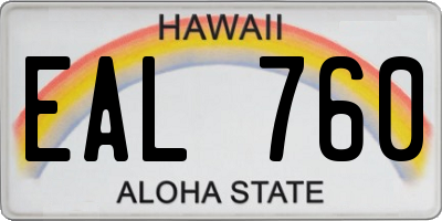 HI license plate EAL760